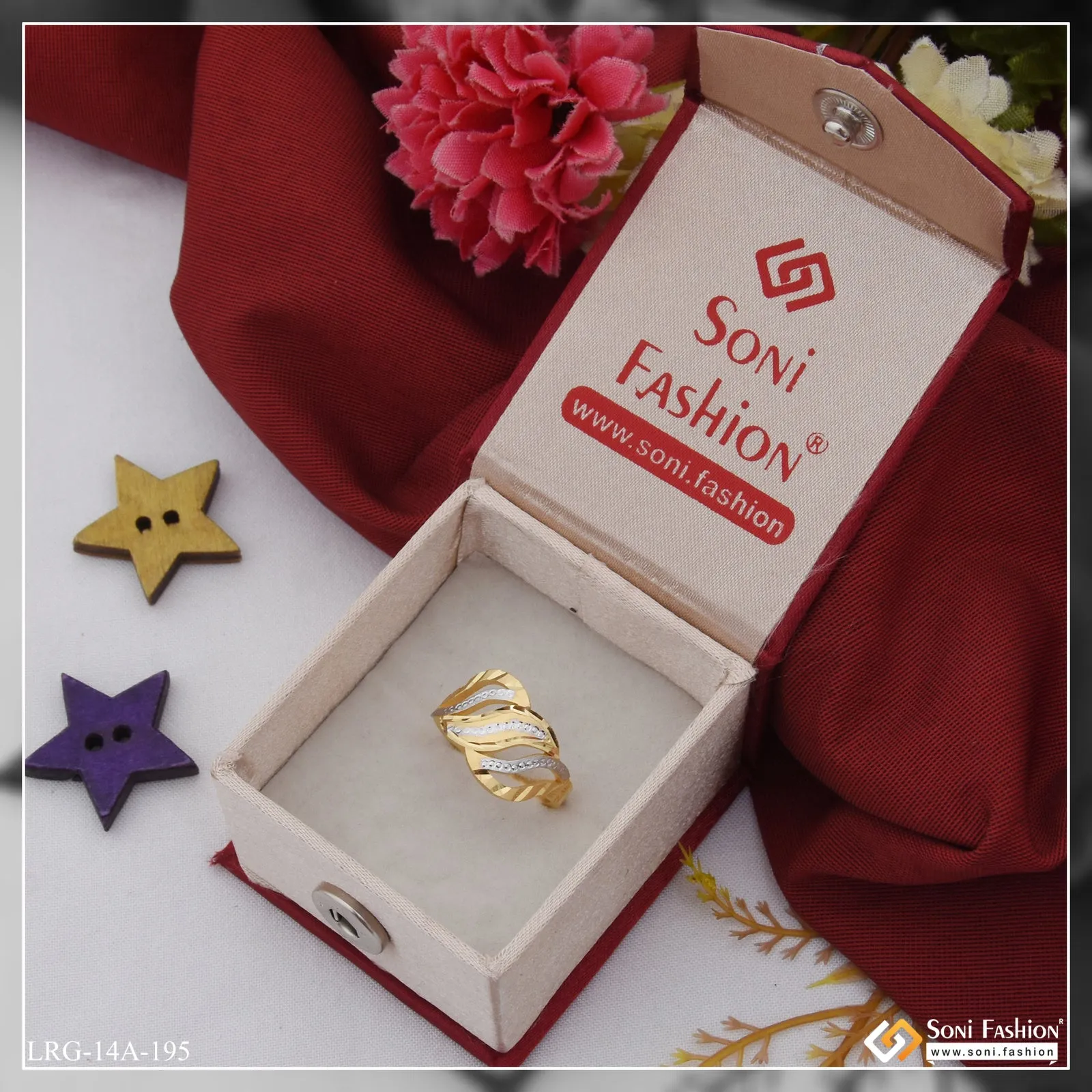 1 Gram Gold Plated Fashionable Graceful Design Ring for Ladies - Style A195