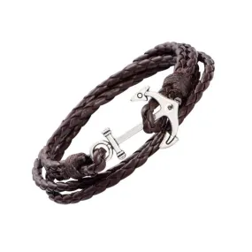 1x Vintage Anchor Multilayer Leather Bracelet Nautical gothic Braided Rope Men Women Unisex Bracelet