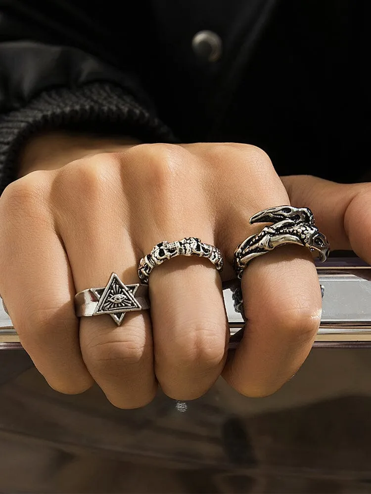 3Pcs Gothic Evil Eye Rings Set