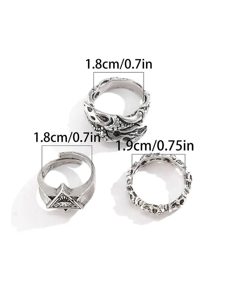 3Pcs Gothic Evil Eye Rings Set