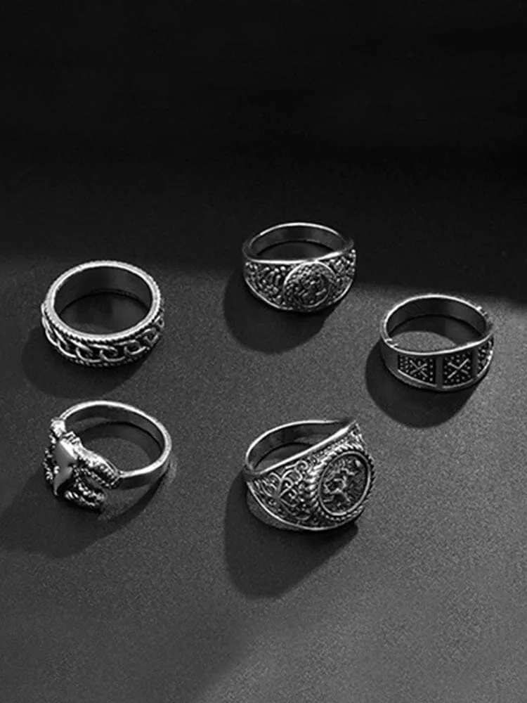 5Pcs Gothic Stacking Rings Set