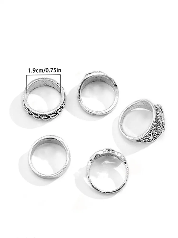 5Pcs Gothic Stacking Rings Set