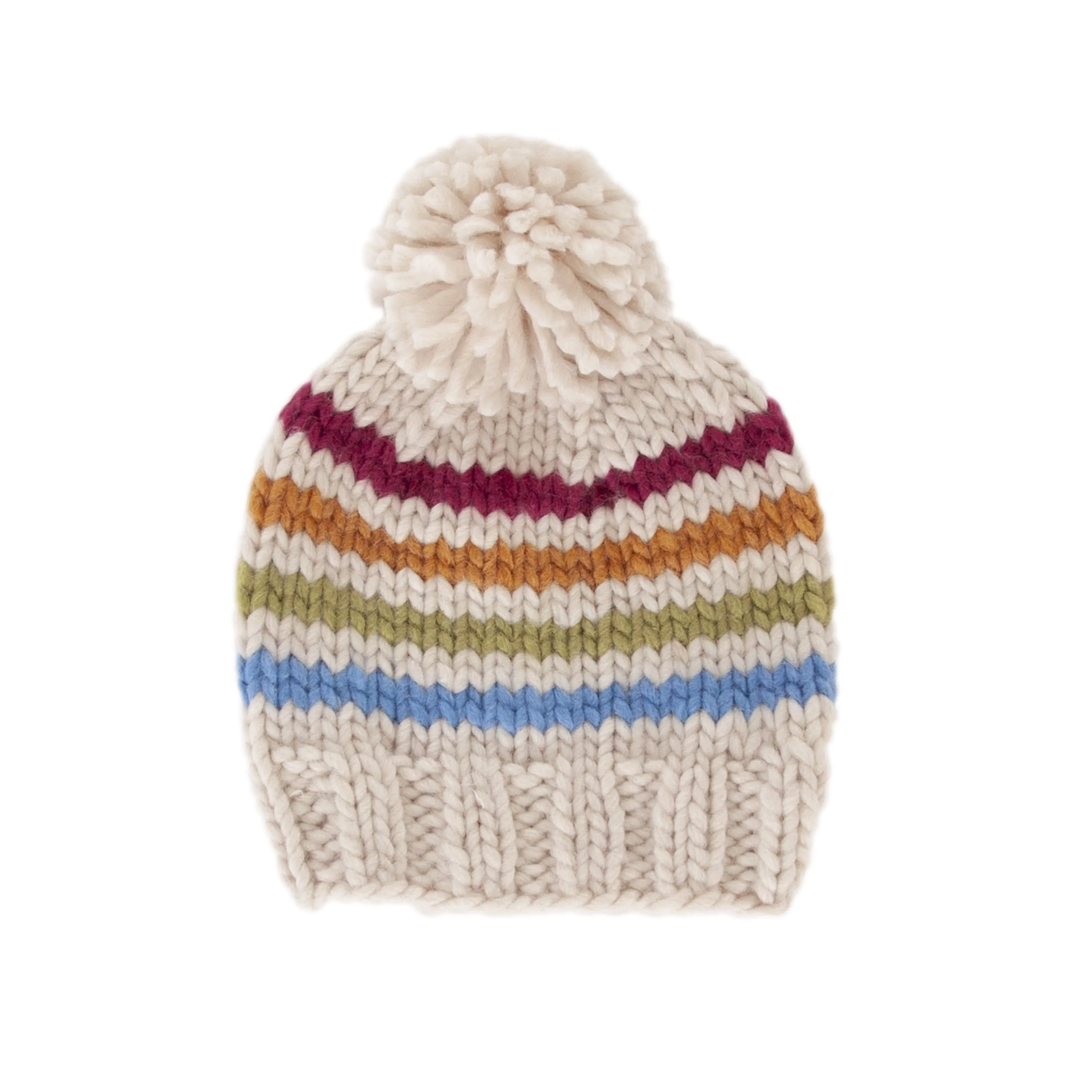 Acorn Rainbow Stripe Beanie - Natural