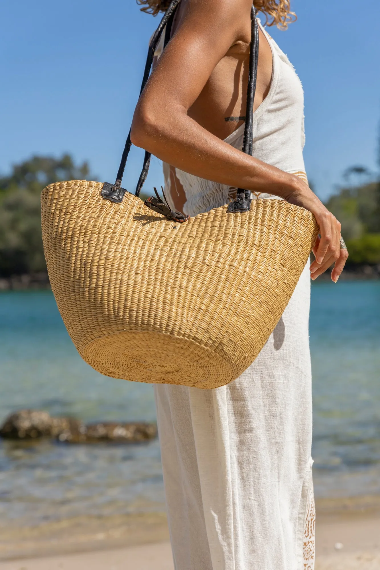 African Woven Basket in Natural