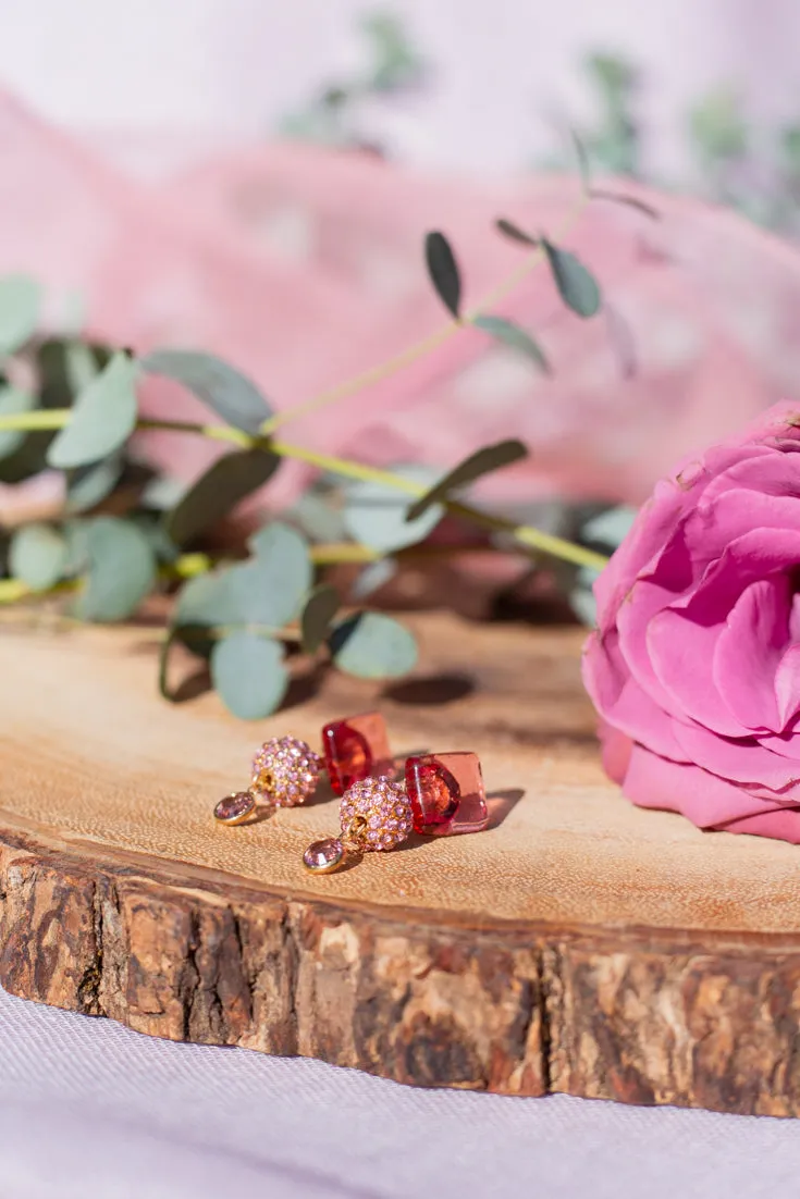 Amour Earrings in Bright Pink