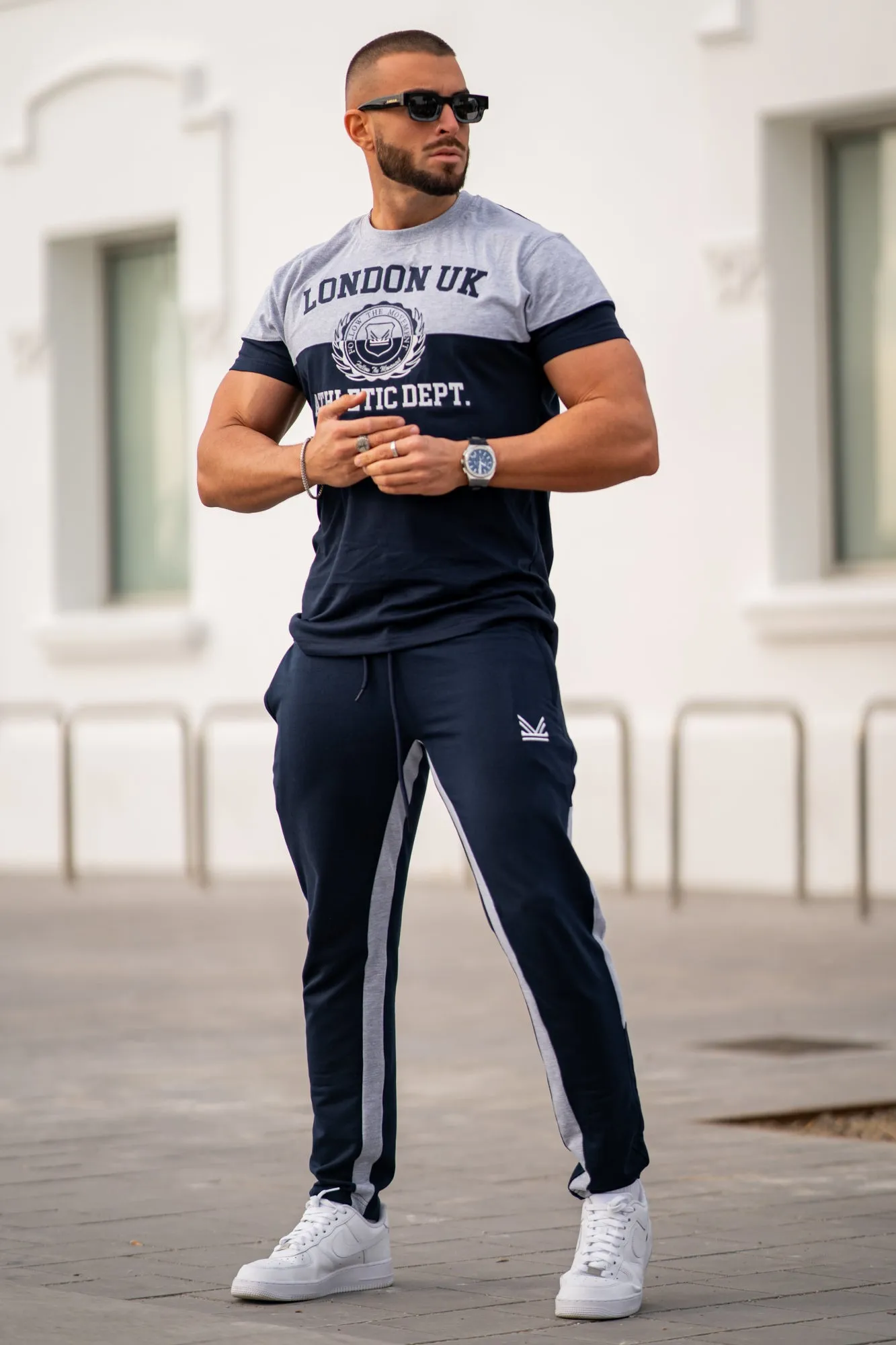 Athletic Cotton Tracksuit - Navy