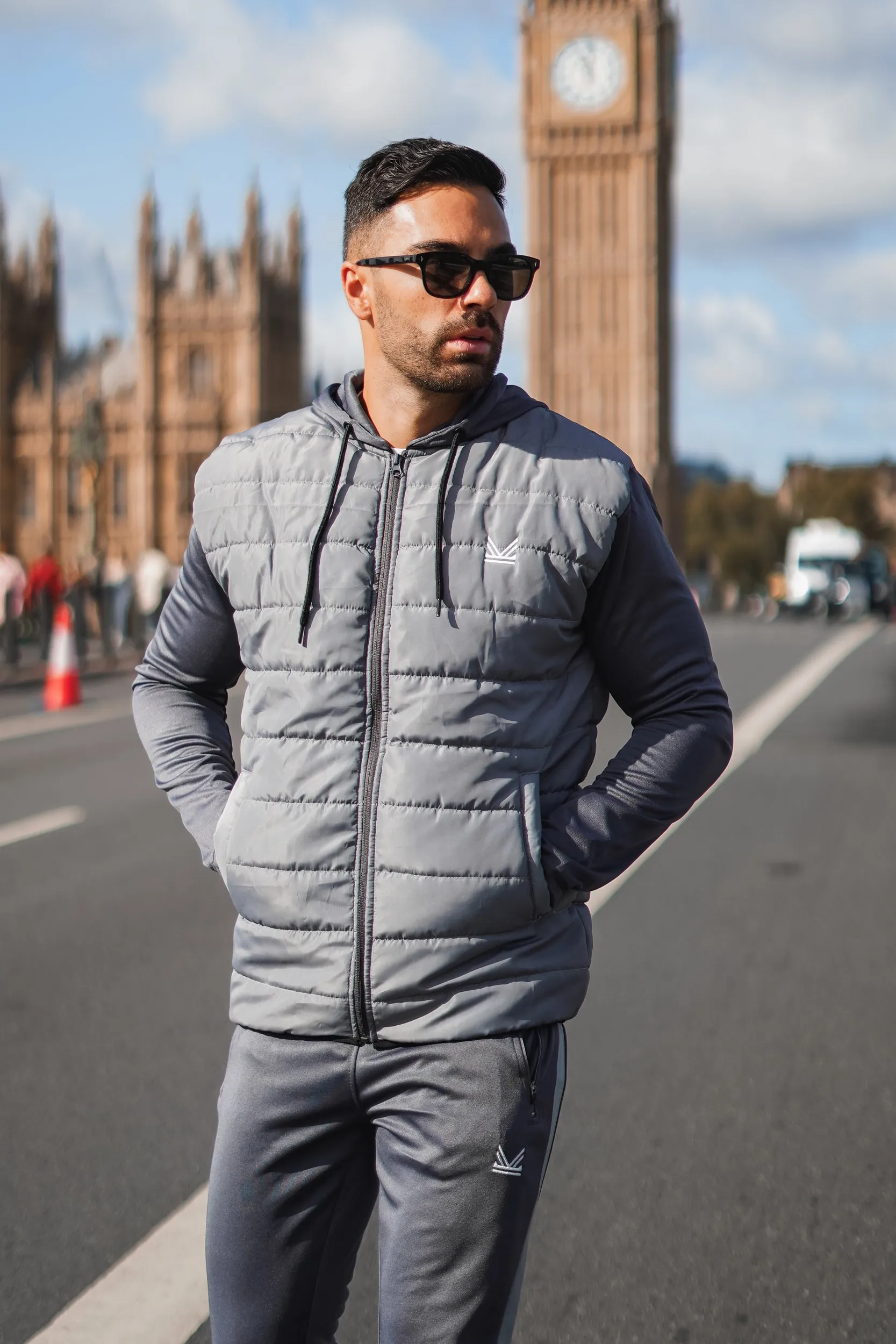 Athletic Padded Jacket Tracksuit - Grey