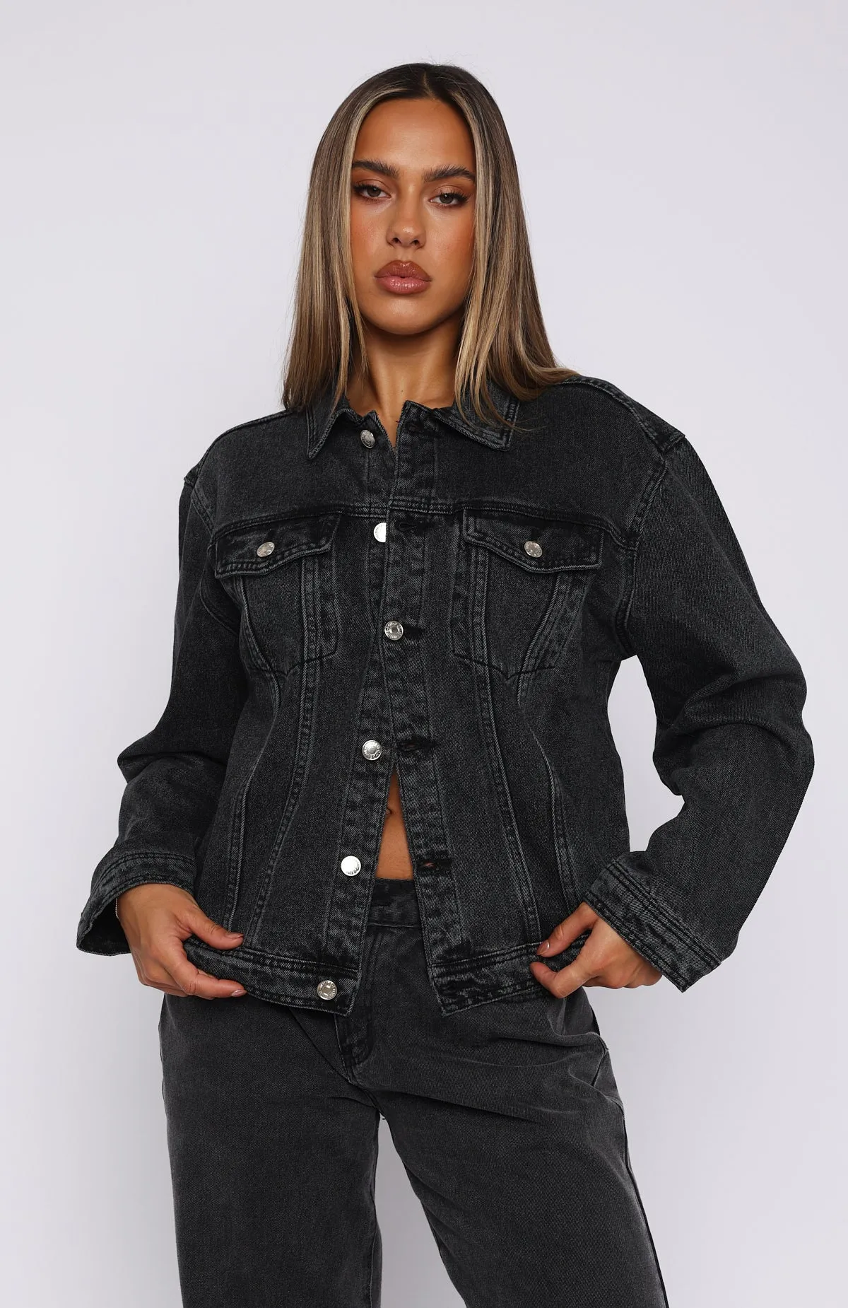 Back Street Denim Jacket Black Acid Wash