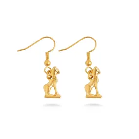 Bastet Cat Earrings - Bright Gold Finish