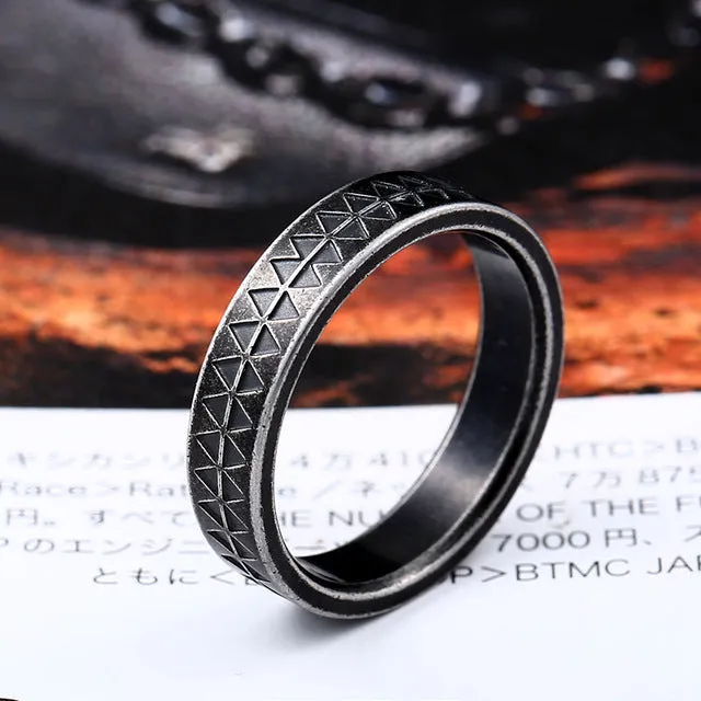 BEIER Viking Ring Punk Gothic Titanium Stainless Steel Serrated tattoo totem For Men Jewelry BR-R088