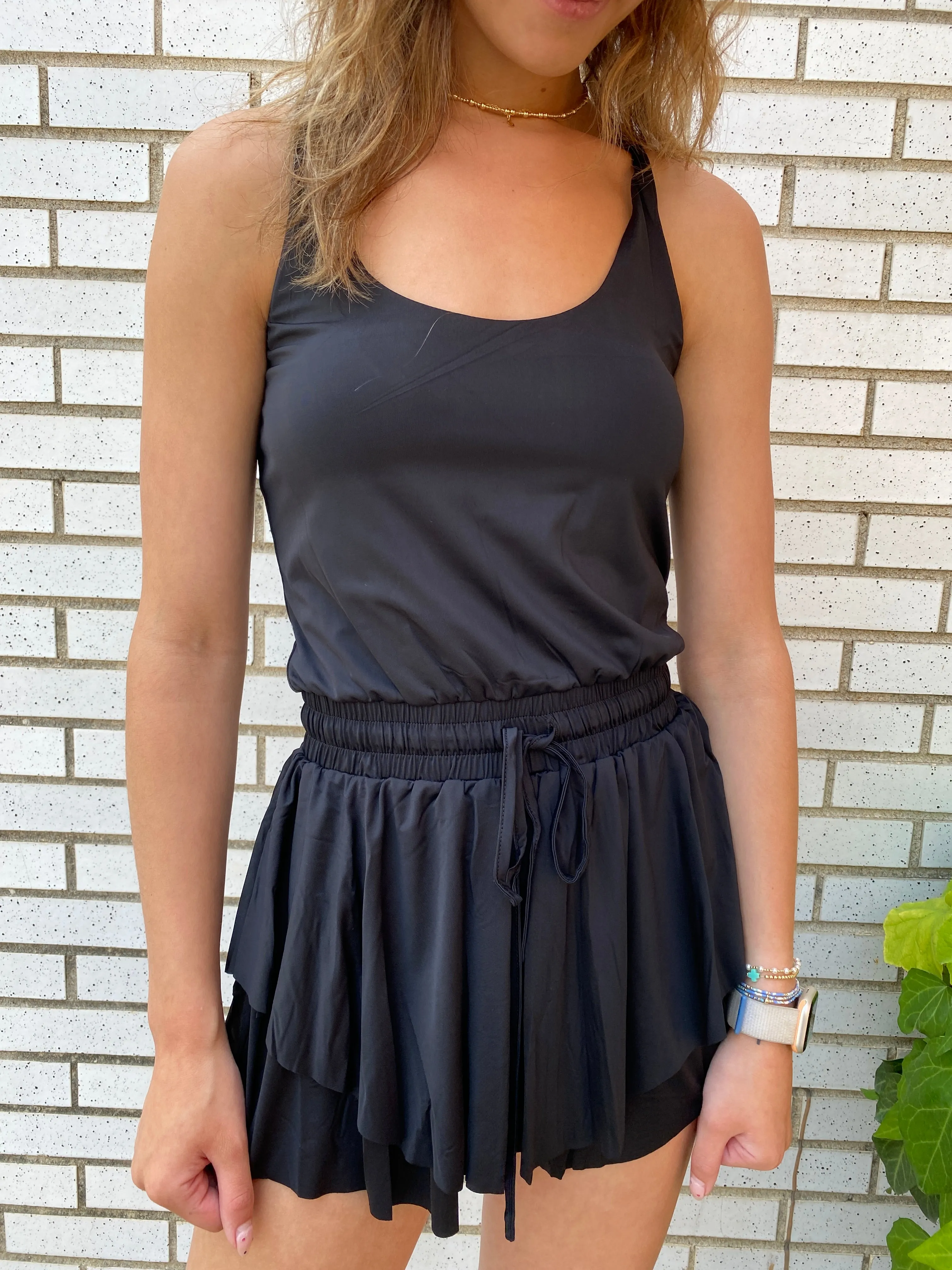 BLACK ATHLETIC ROMPER