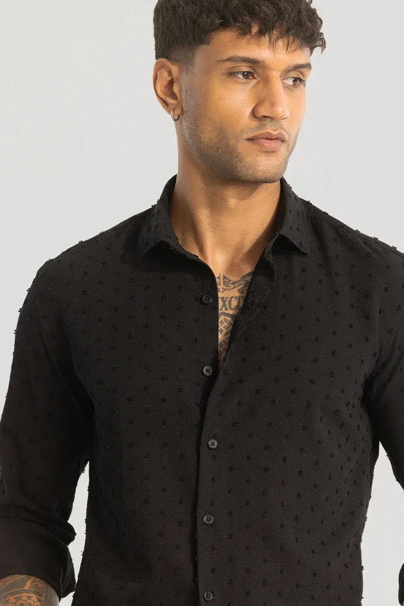 Black Textured Slim Fit Shirt