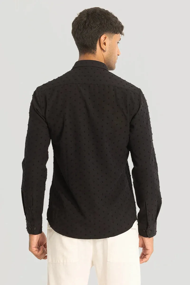 Black Textured Slim Fit Shirt