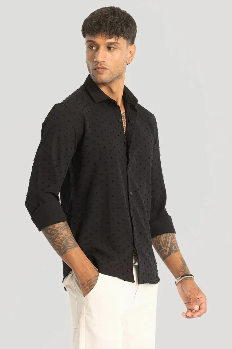 Black Textured Slim Fit Shirt