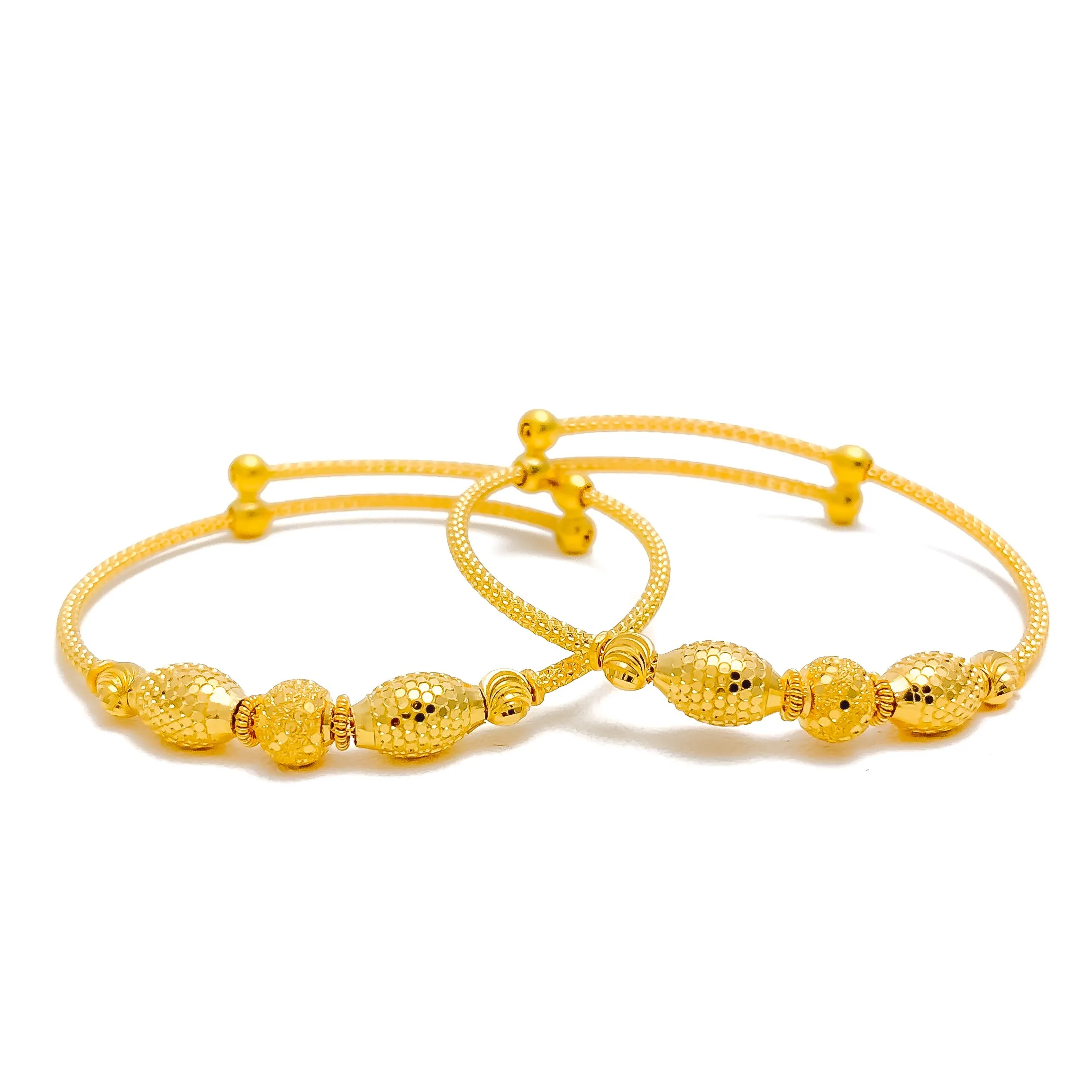 Blooming Graceful Adjustable 22k Baby Bangle Pair