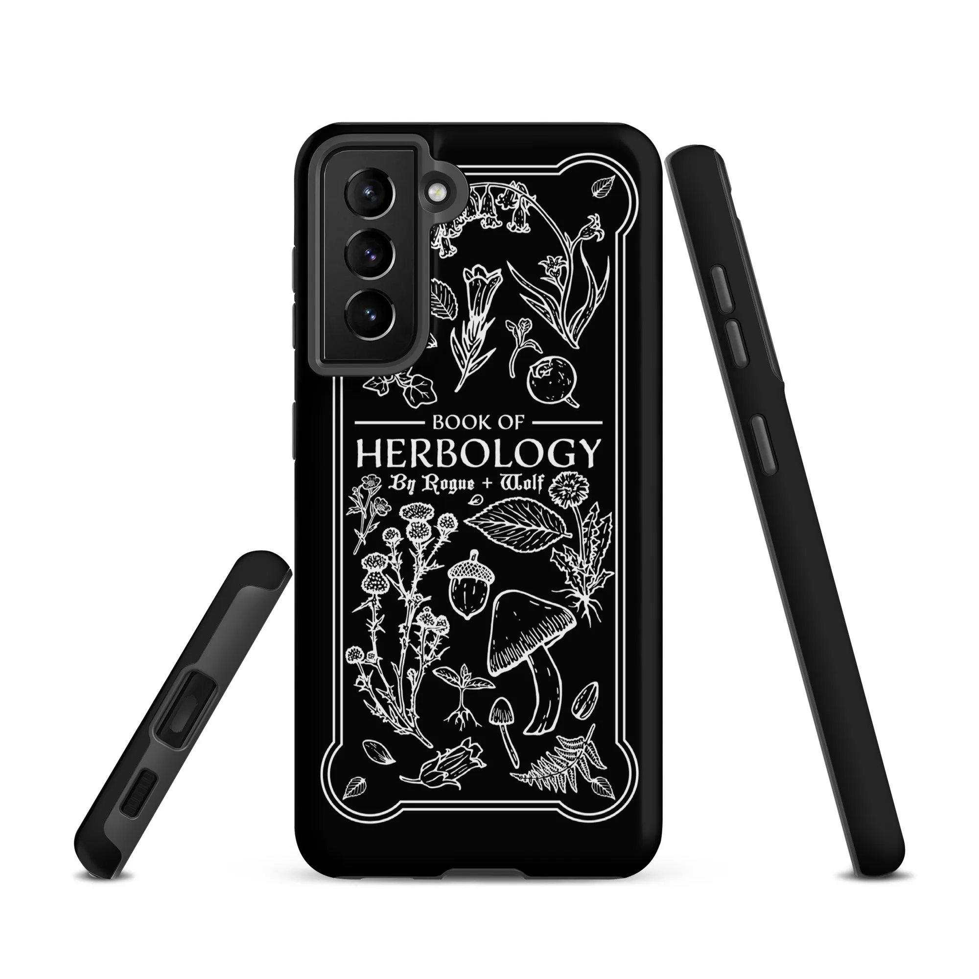 Book of Herbology B&W Tough Phone Case for Samsung - Elegant Durable Protective Witchy Gothic Unique Design