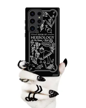 Book of Herbology B&W Tough Phone Case for Samsung - Elegant Durable Protective Witchy Gothic Unique Design