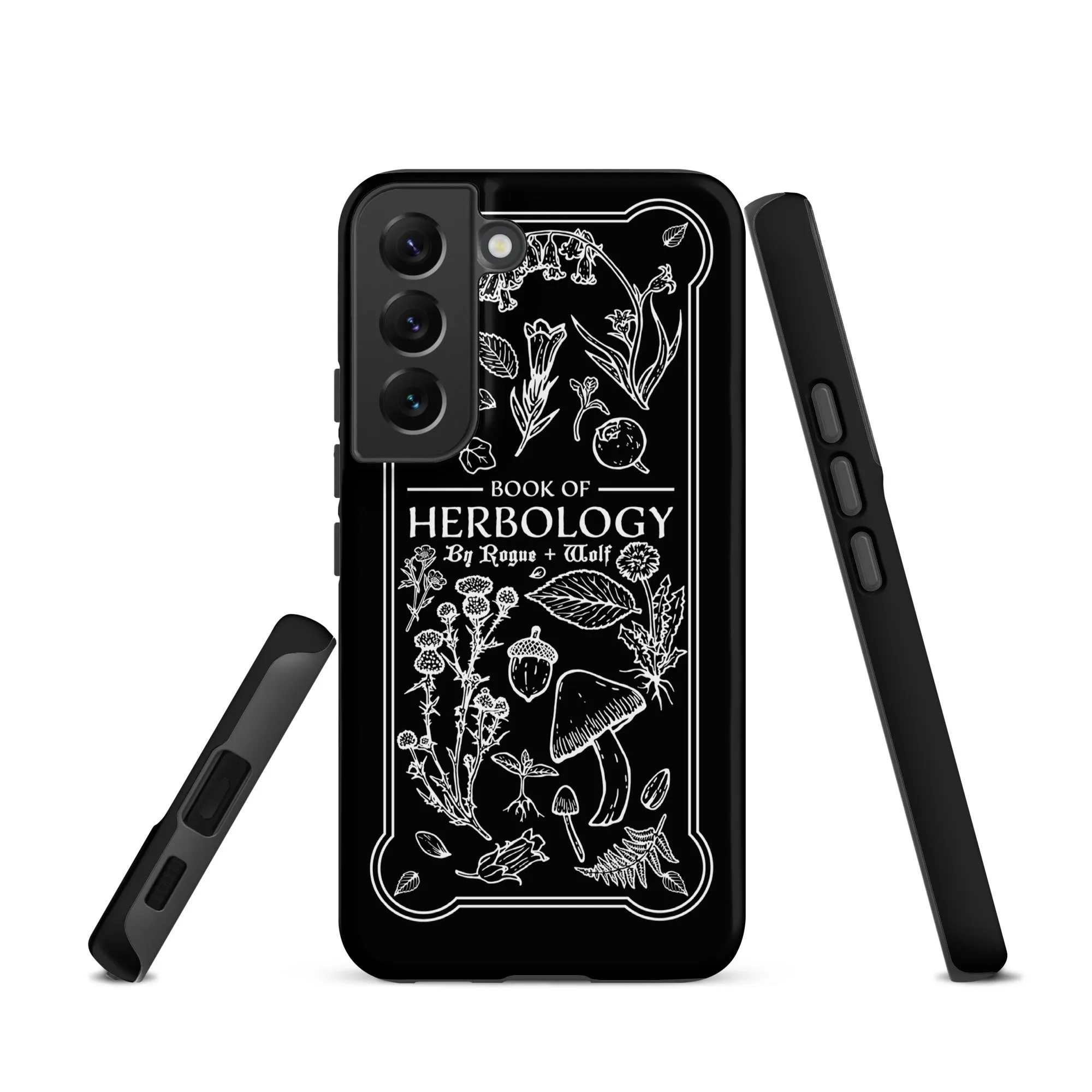 Book of Herbology B&W Tough Phone Case for Samsung - Elegant Durable Protective Witchy Gothic Unique Design