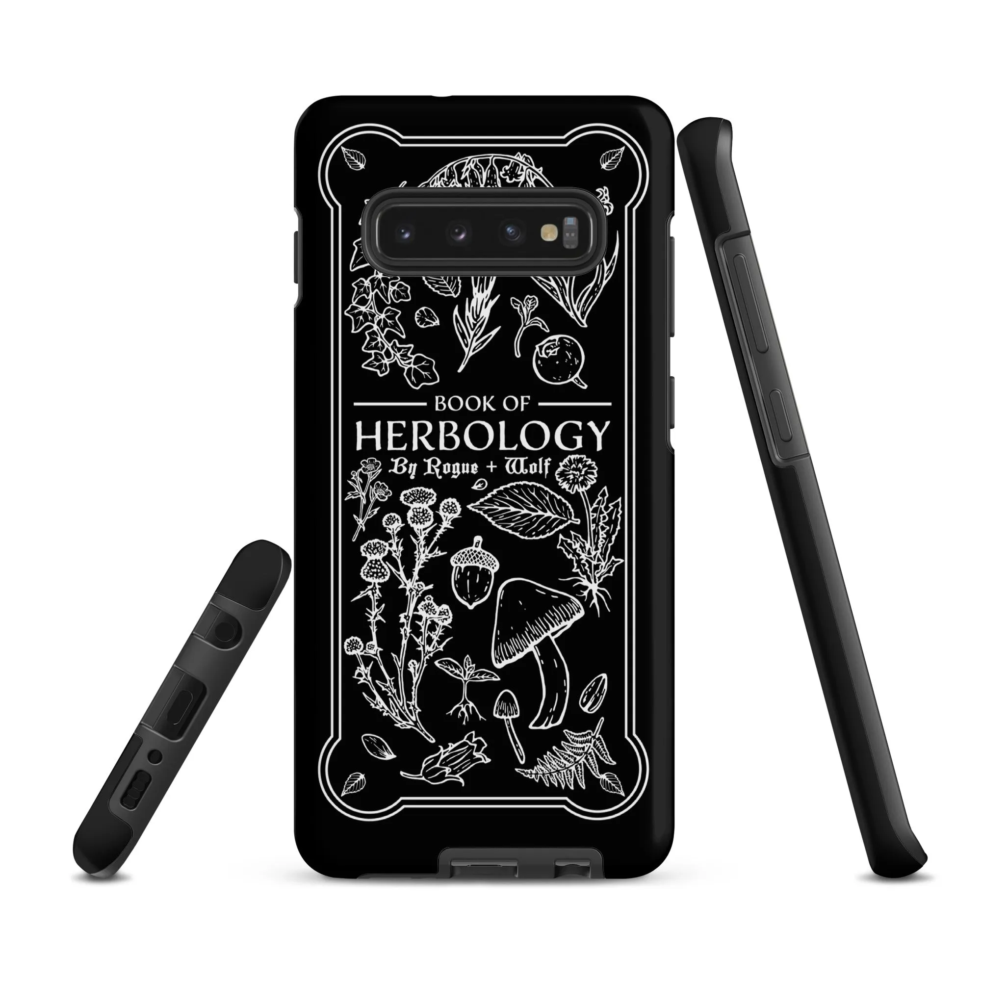 Book of Herbology B&W Tough Phone Case for Samsung - Elegant Durable Protective Witchy Gothic Unique Design