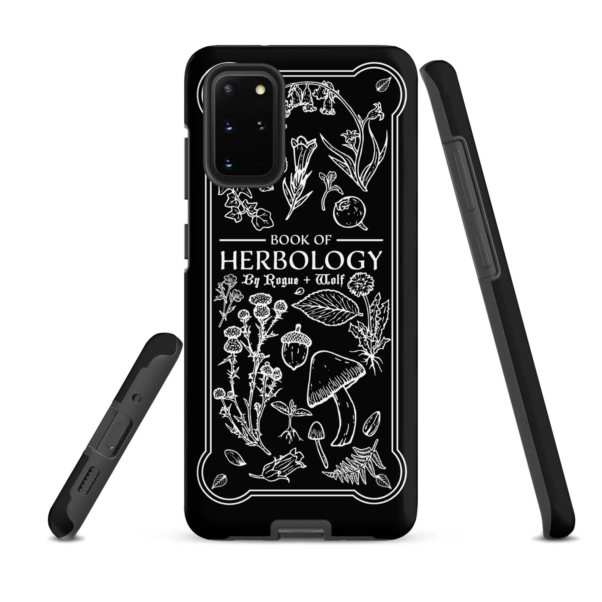 Book of Herbology B&W Tough Phone Case for Samsung - Elegant Durable Protective Witchy Gothic Unique Design