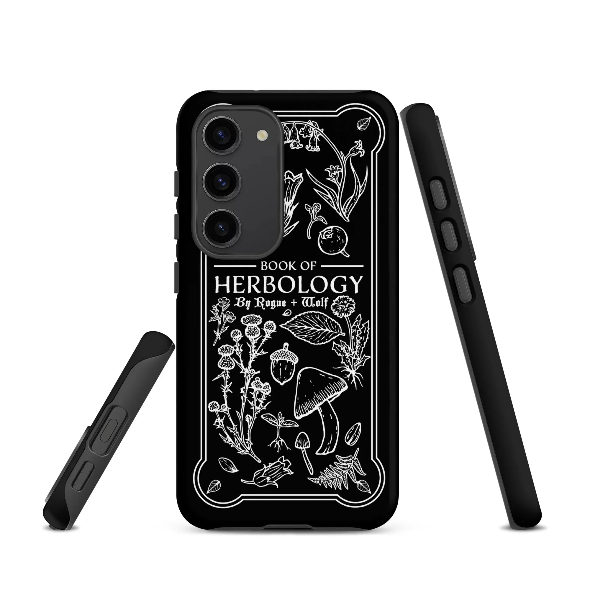 Book of Herbology B&W Tough Phone Case for Samsung - Elegant Durable Protective Witchy Gothic Unique Design