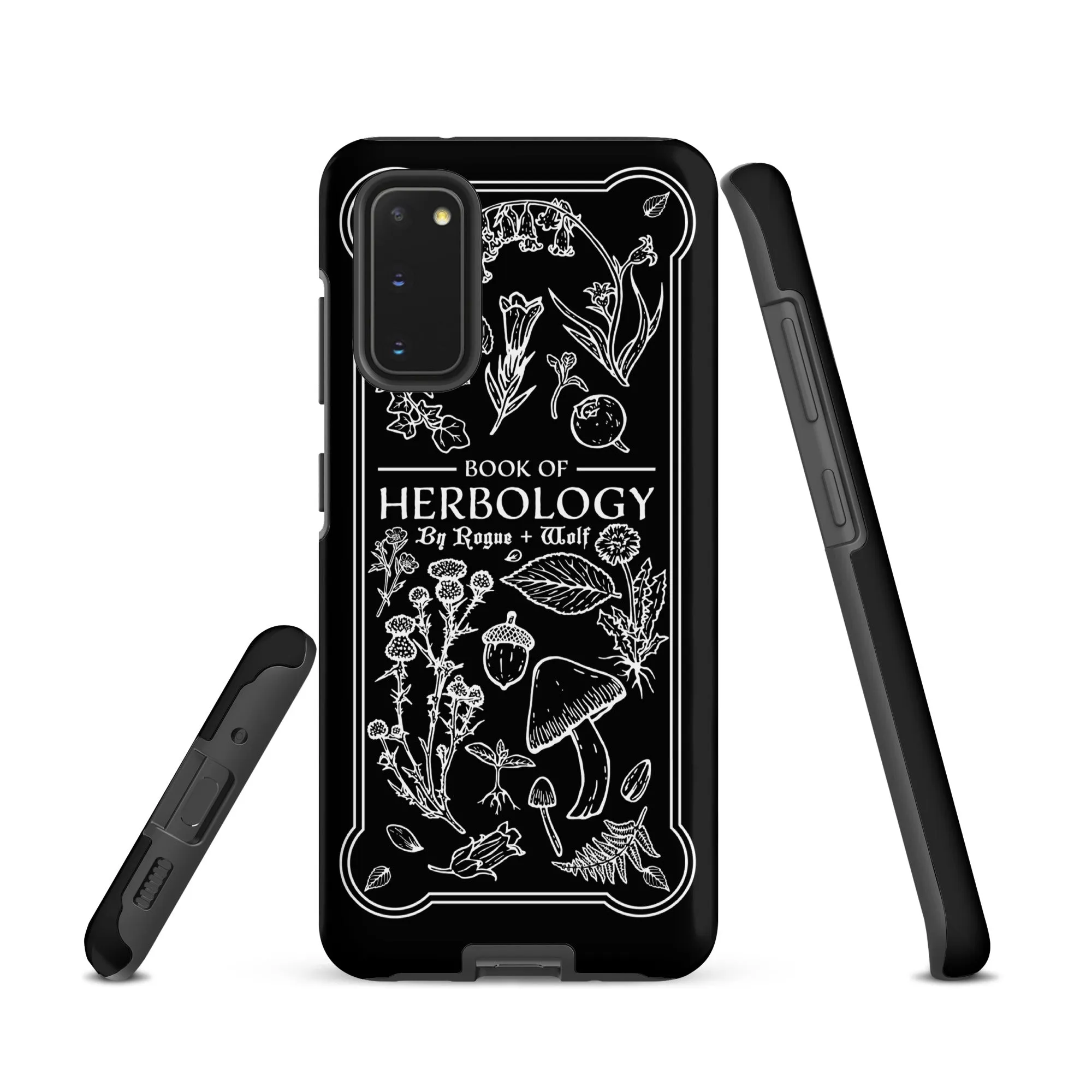 Book of Herbology B&W Tough Phone Case for Samsung - Elegant Durable Protective Witchy Gothic Unique Design