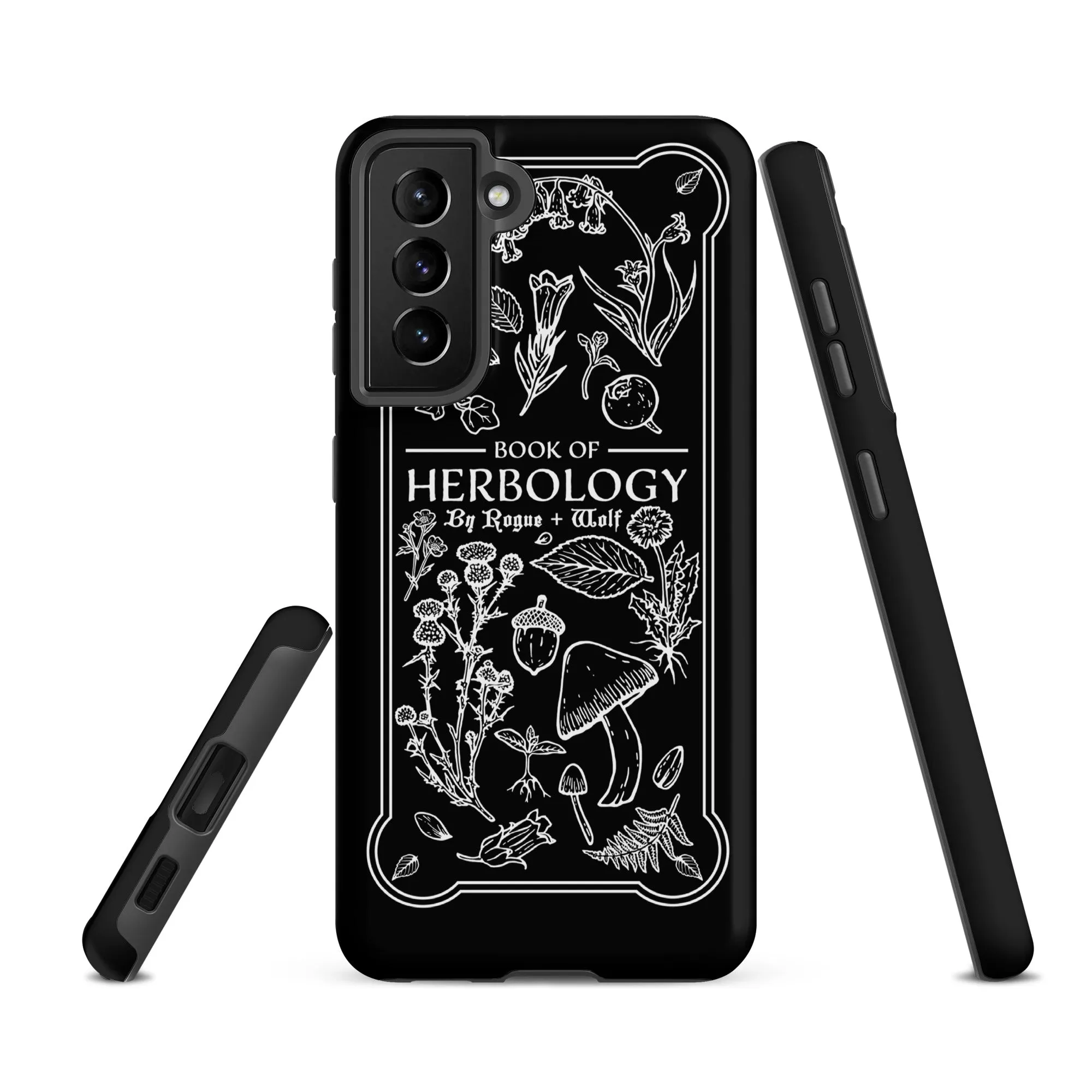 Book of Herbology B&W Tough Phone Case for Samsung - Elegant Durable Protective Witchy Gothic Unique Design