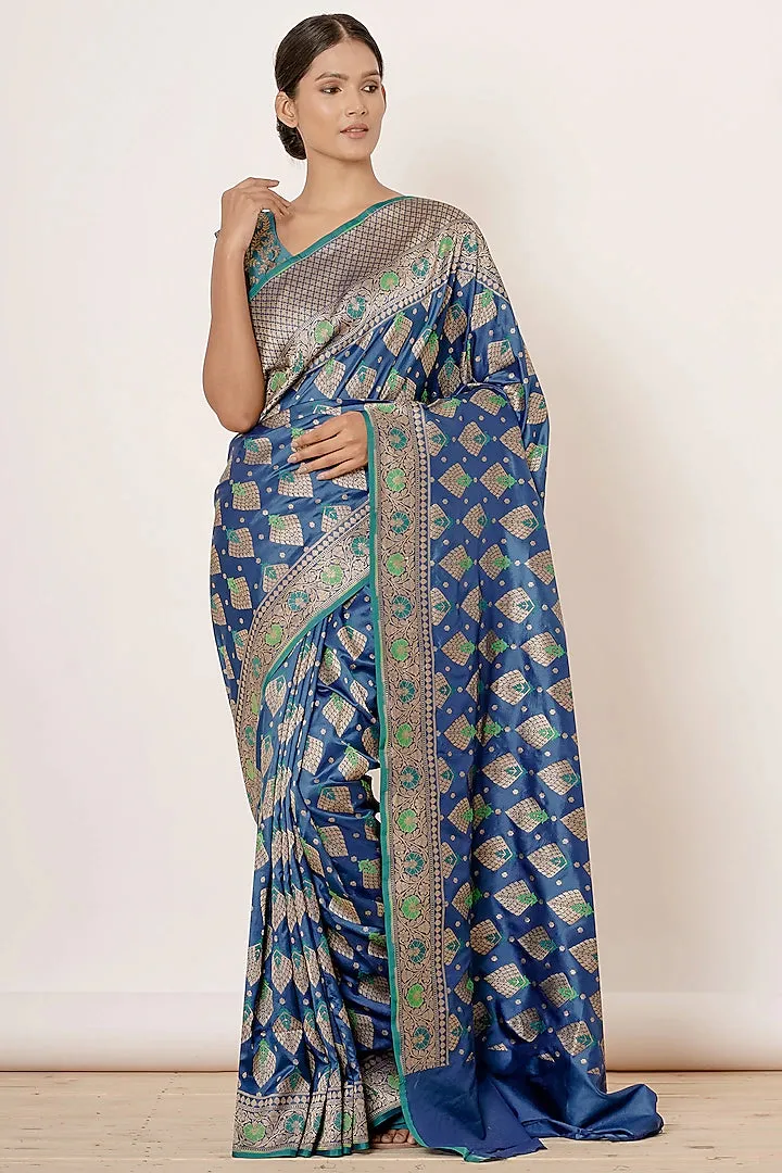 Bright Peacock Blue Saree Set