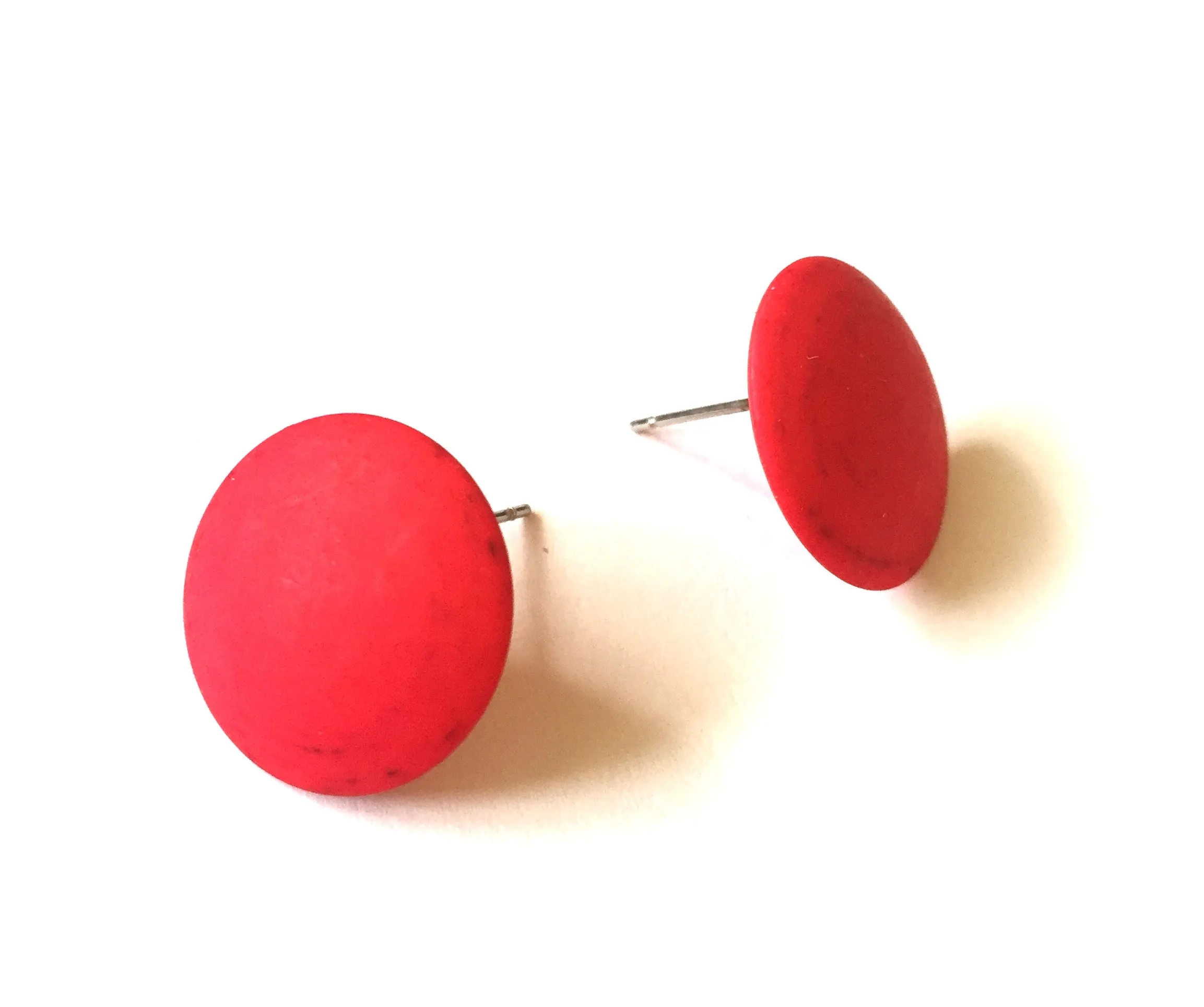 Bright Pink Disc Stud Earrings