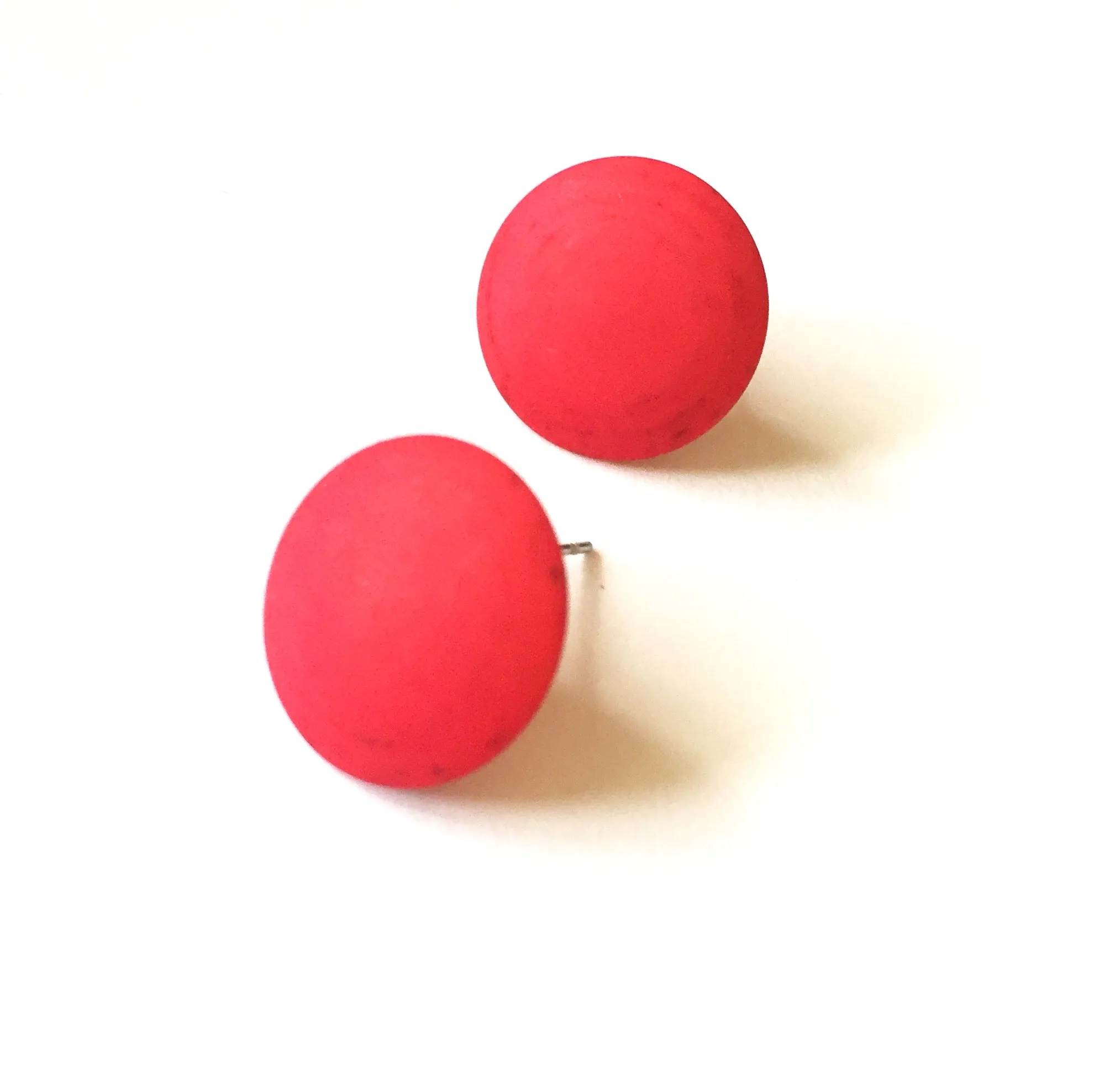 Bright Pink Disc Stud Earrings