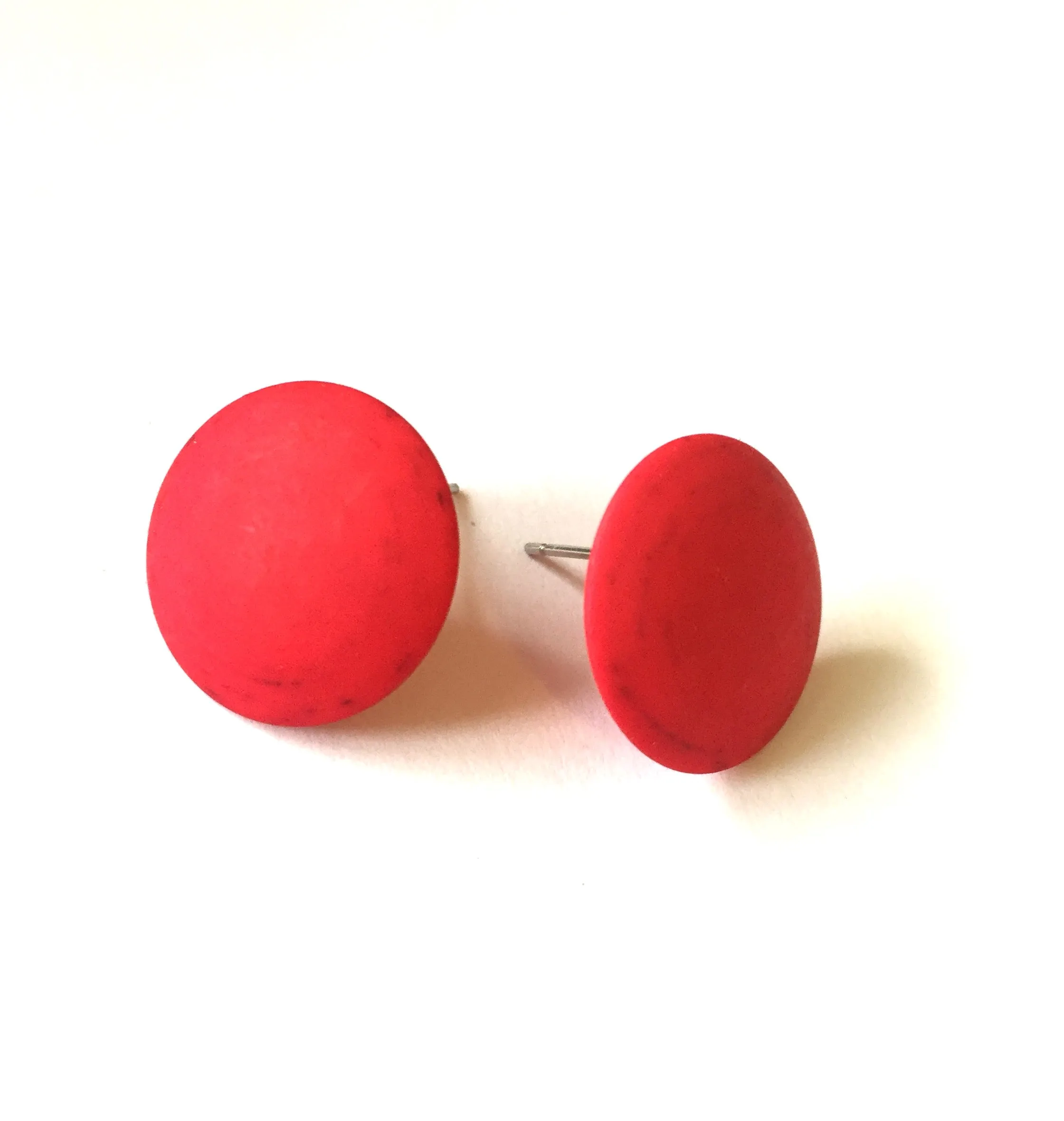 Bright Pink Disc Stud Earrings