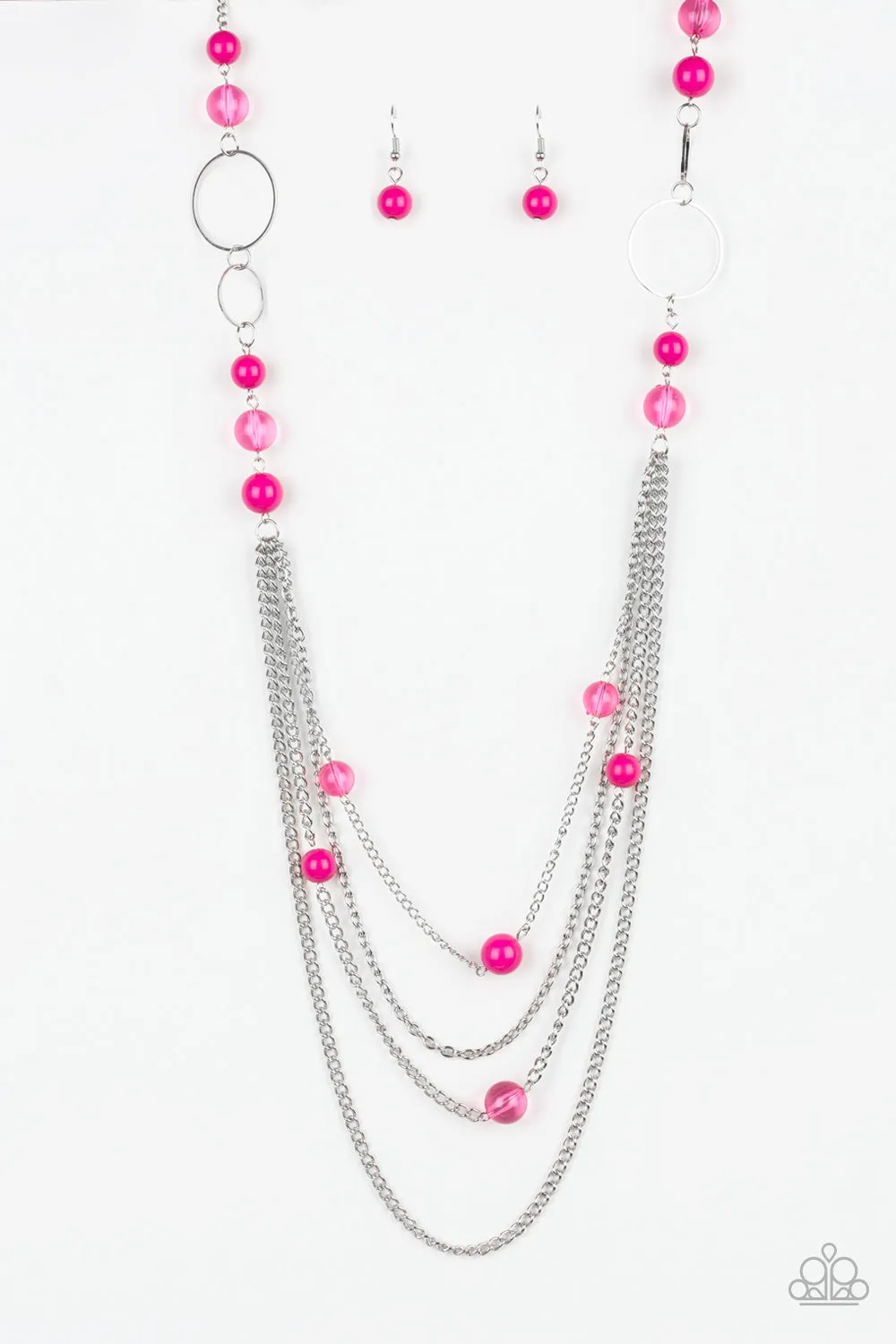 Bubbly Bright - Pink Necklace