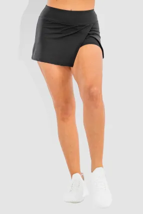 Buttery Soft Athletic Sports Mini Skorts With Side Slit - Black