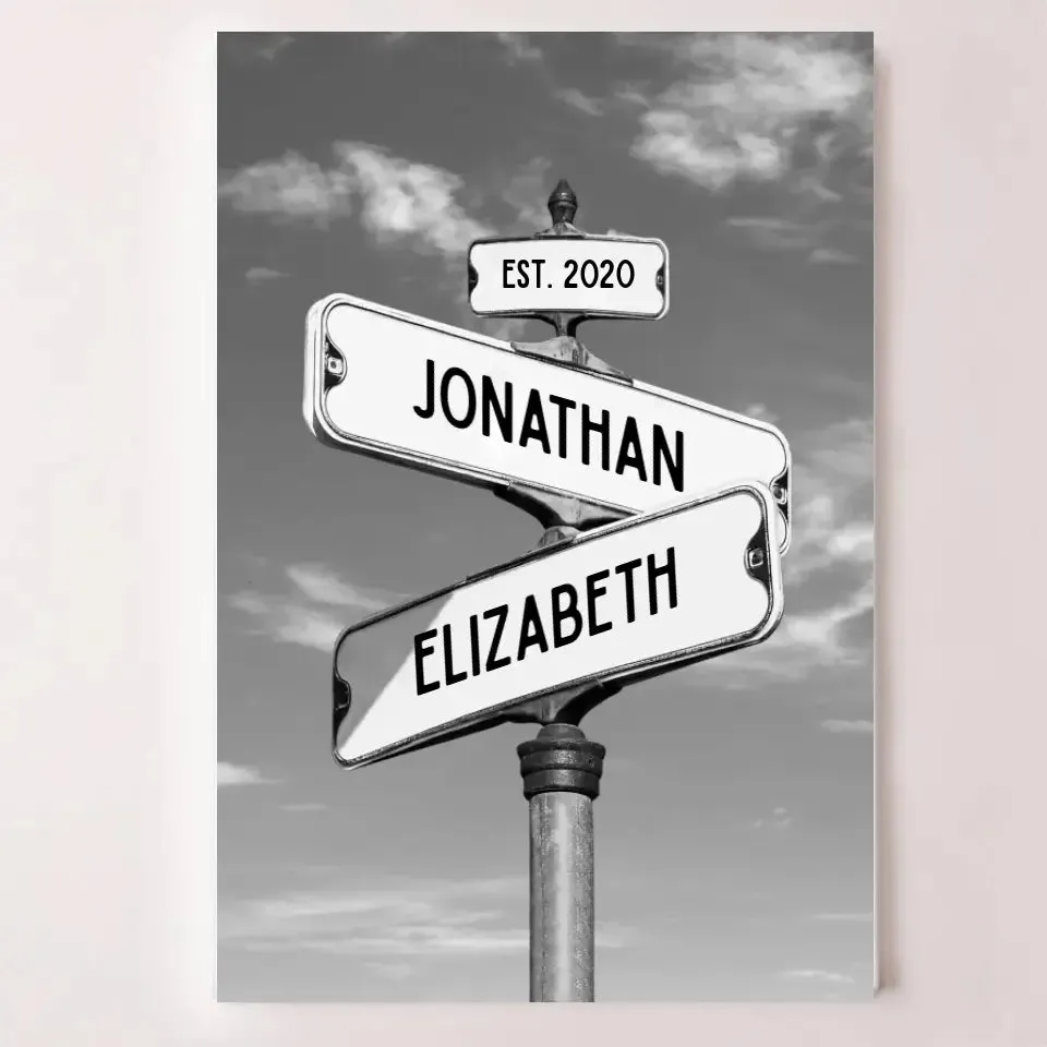 Customized Street Sign Canvas For Couples