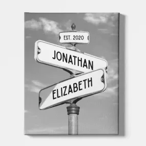 Customized Street Sign Canvas For Couples