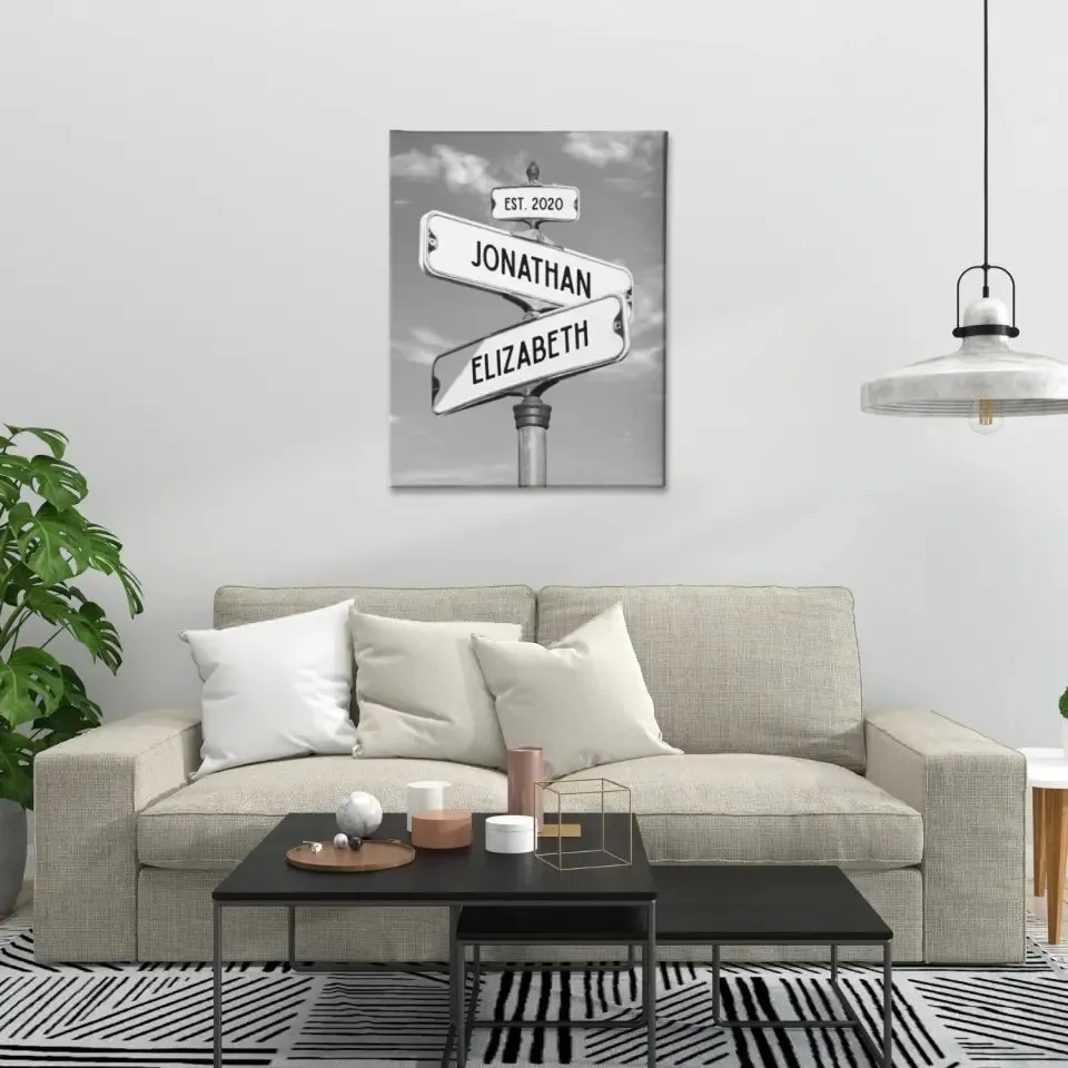 Customized Street Sign Canvas For Couples