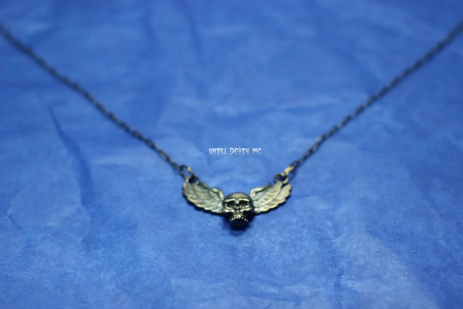 Dark Gothic Winged Skull Pendant-UDINC0115