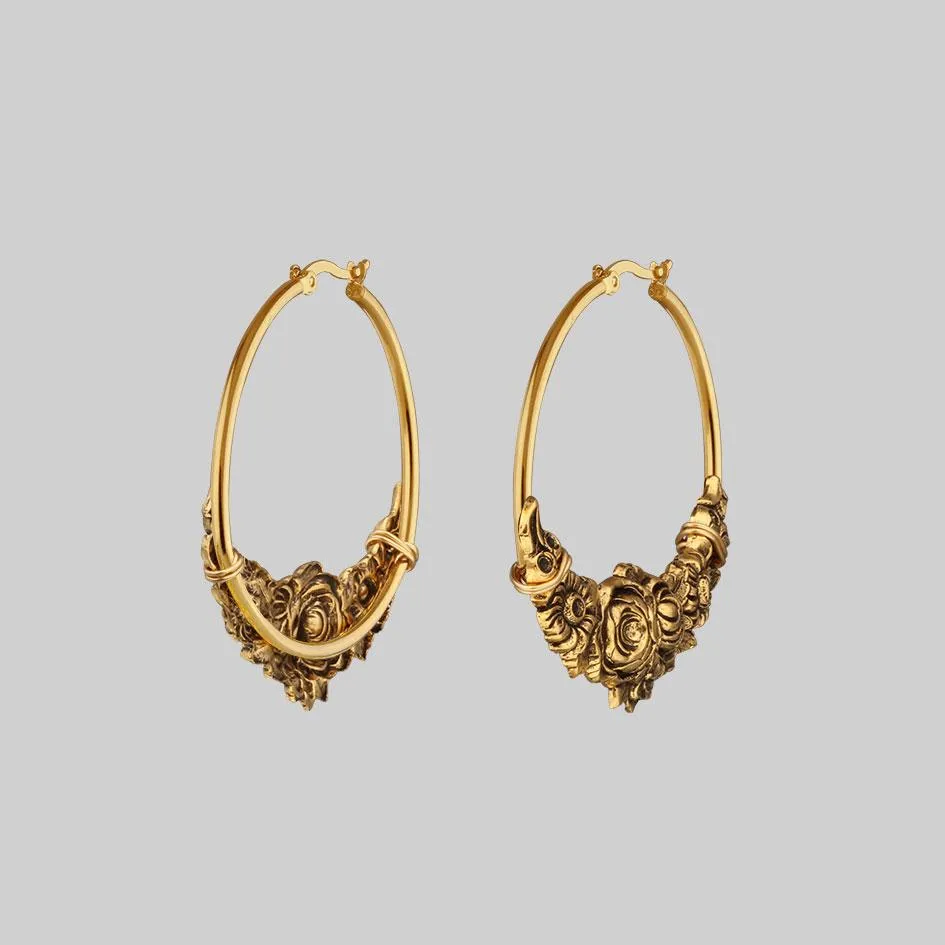 EMINENCE. Romantic Floral Hoop Earrings - Gold