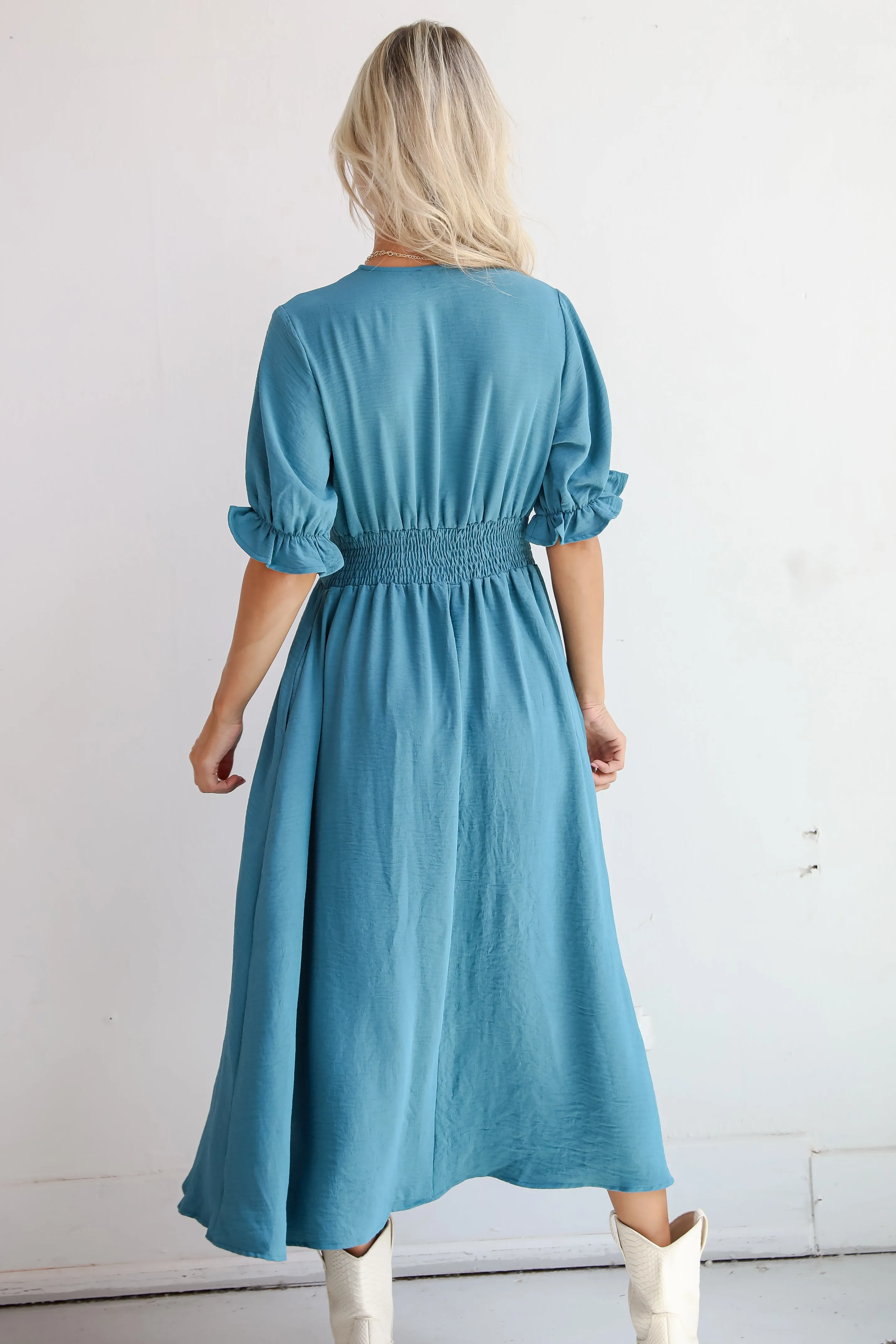 Exceptionally Graceful Teal Midi Dress