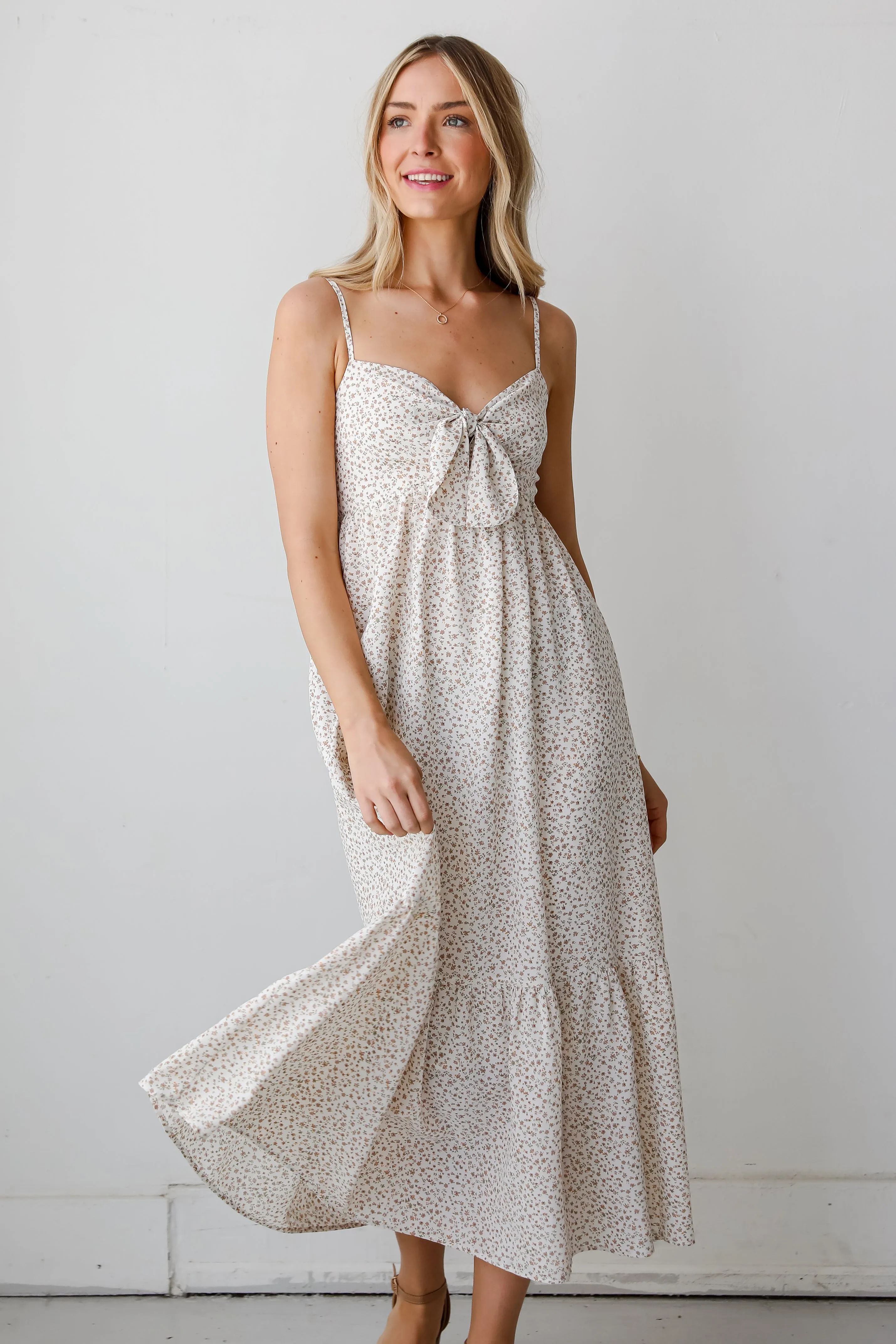 FINAL SALE - Blissfully Graceful Cream Floral Maxi Dress