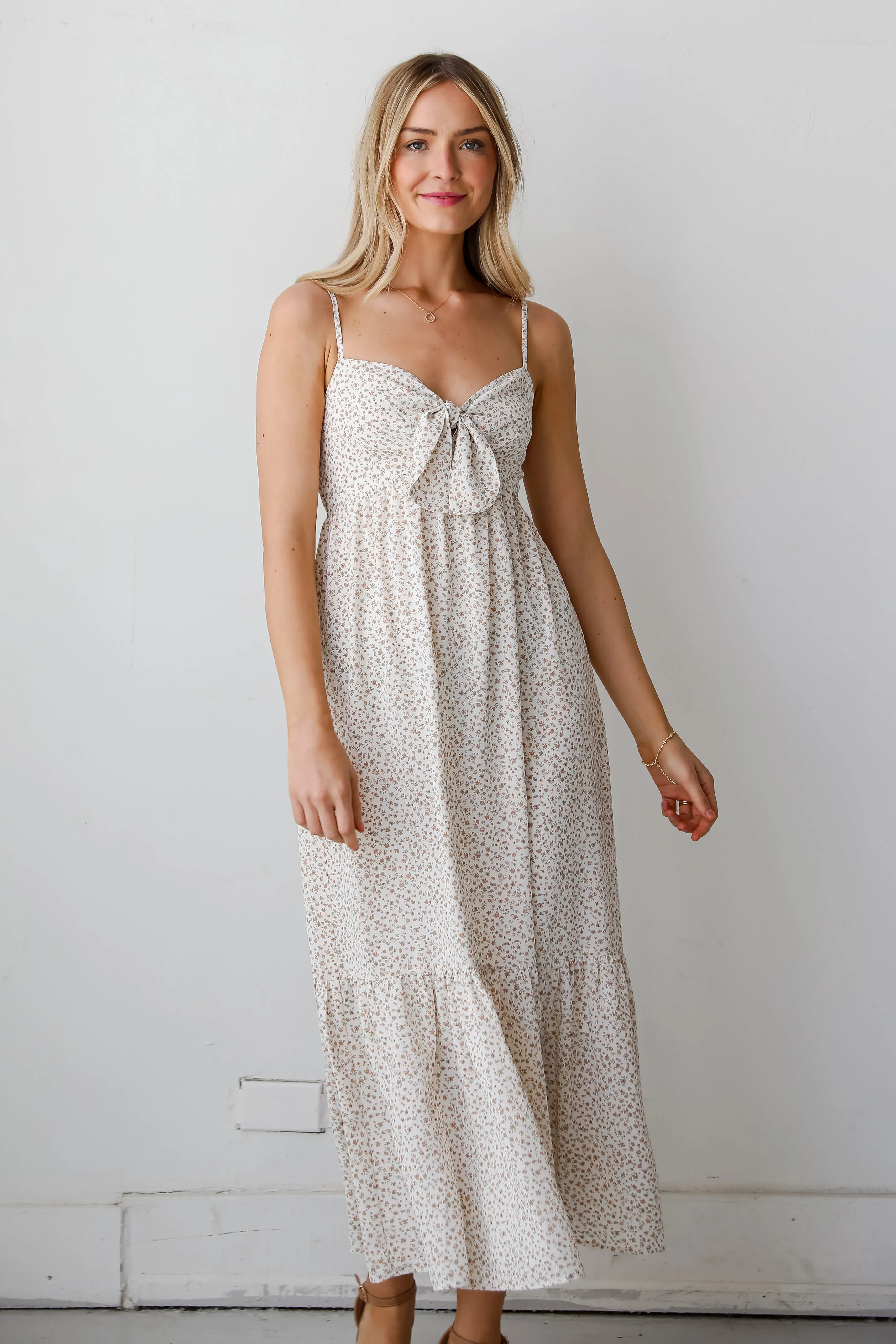 FINAL SALE - Blissfully Graceful Cream Floral Maxi Dress