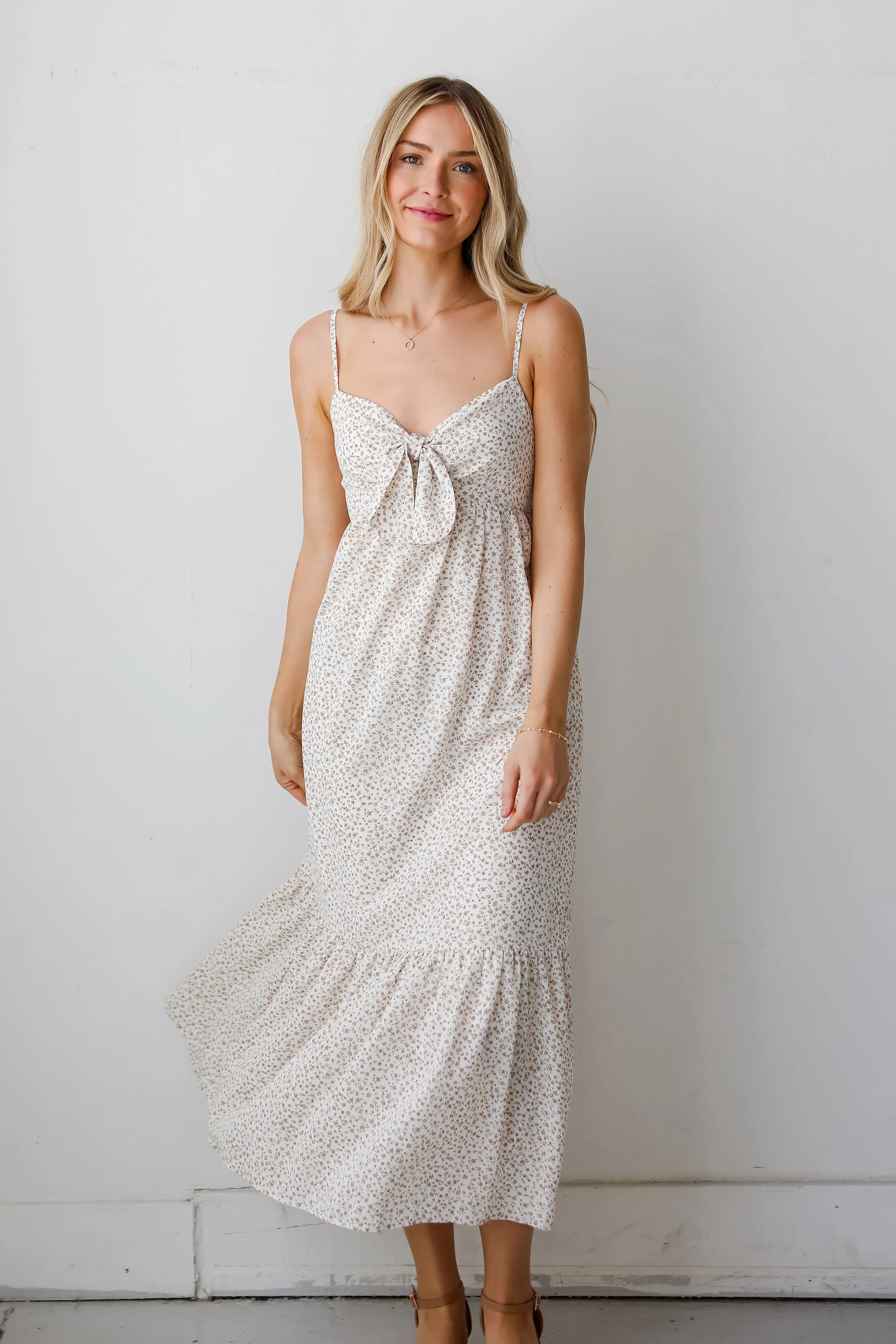 FINAL SALE - Blissfully Graceful Cream Floral Maxi Dress