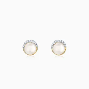 Gold Graceful Pearl Diamond Studs