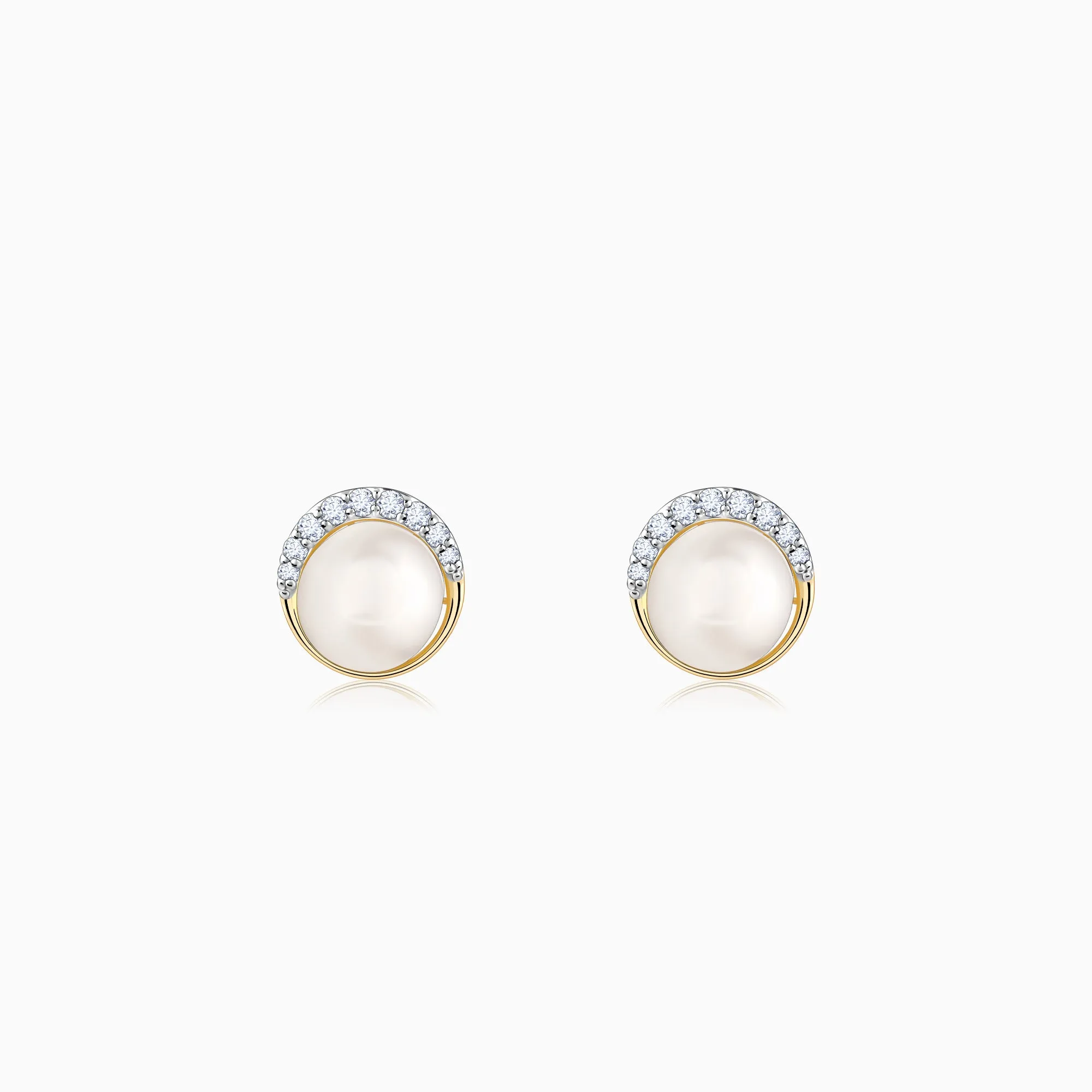 Gold Graceful Pearl Diamond Studs