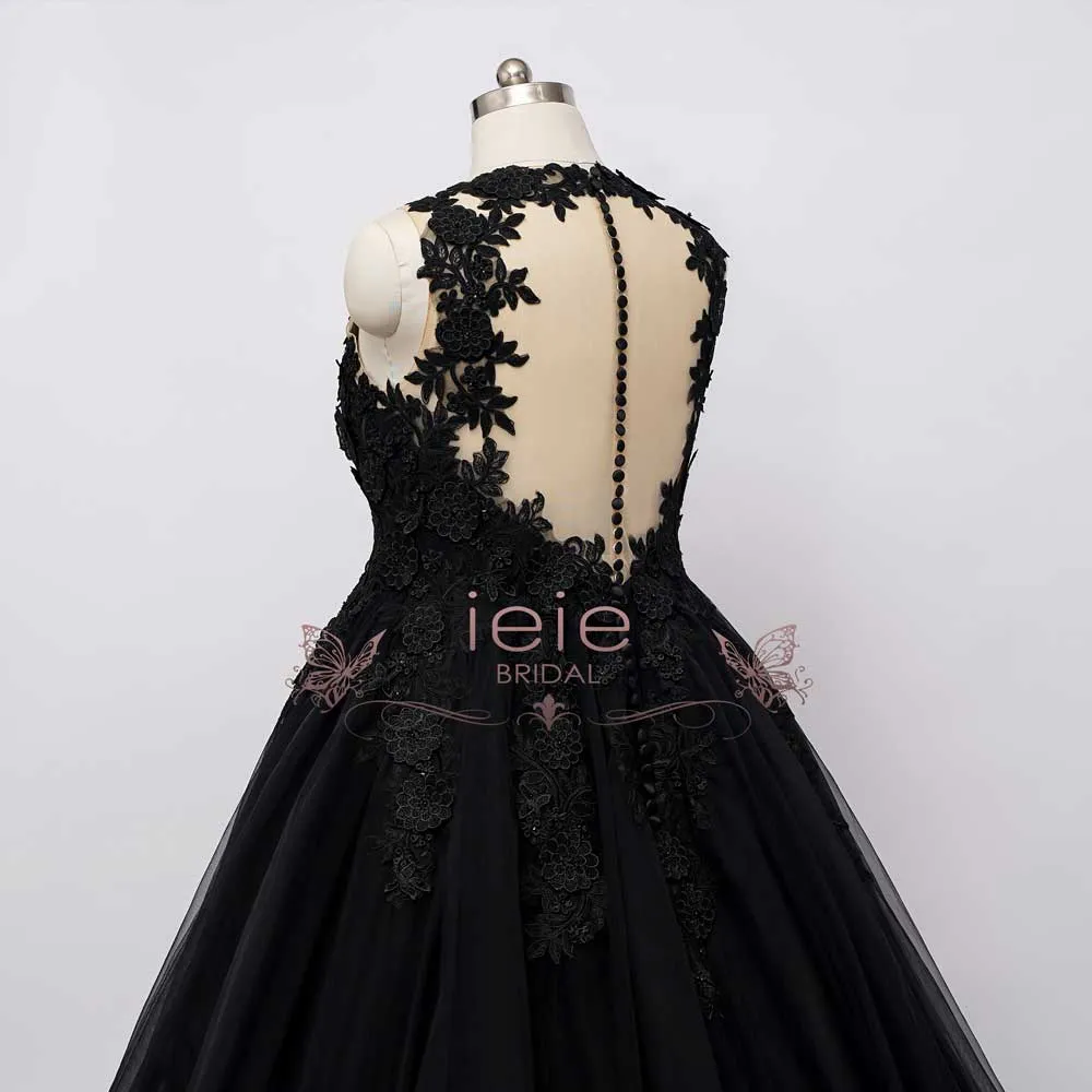 Gothic Black Lace Wedding Dress with Ball Gown Skirt | CIRCE