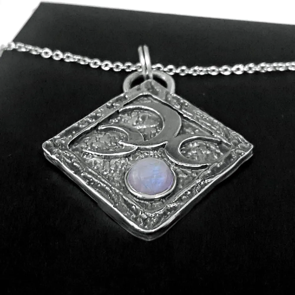 Gothic Moon Necklace, Handmade Solid Silver Moonstone Necklace