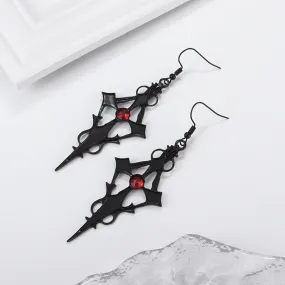 Gothic Spear Cross Earrings: Rhinestone Cross Ear Hooks for a Punk Style Look