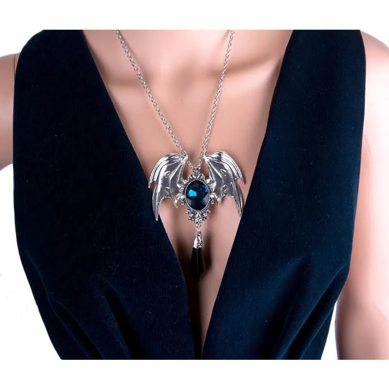 Gothic Vampire Bat Crystal Necklace