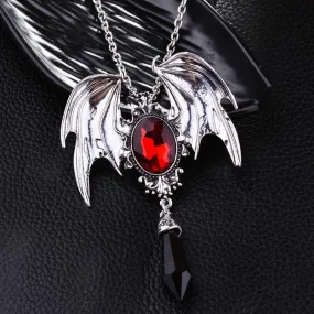 Gothic Vampire Bat Crystal Necklace