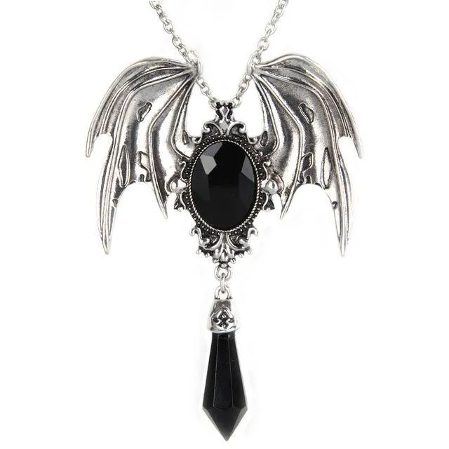 Gothic Vampire Bat Crystal Necklace